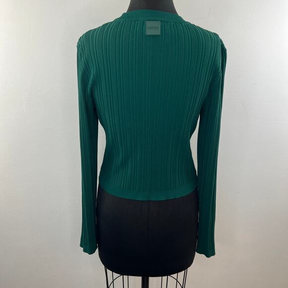 BARNEYS x Forever 21 Green Sweater Crop Top Crew Neck Ribbed Knit Size 1X - Picture 6 of 8